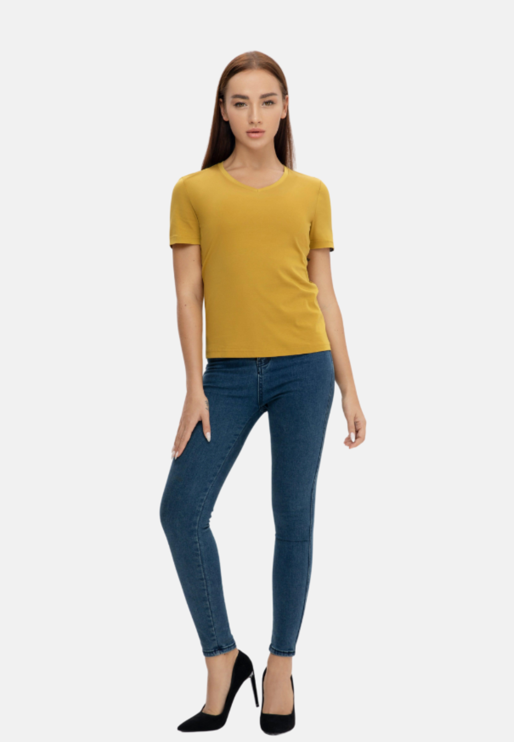 Grand V-Neck Cotton Slim Fit T-Shirt (160g)