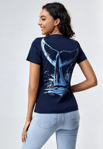 Unisex Endangered Whale Graphic Print Crew Neck T-Shirt732774554321138