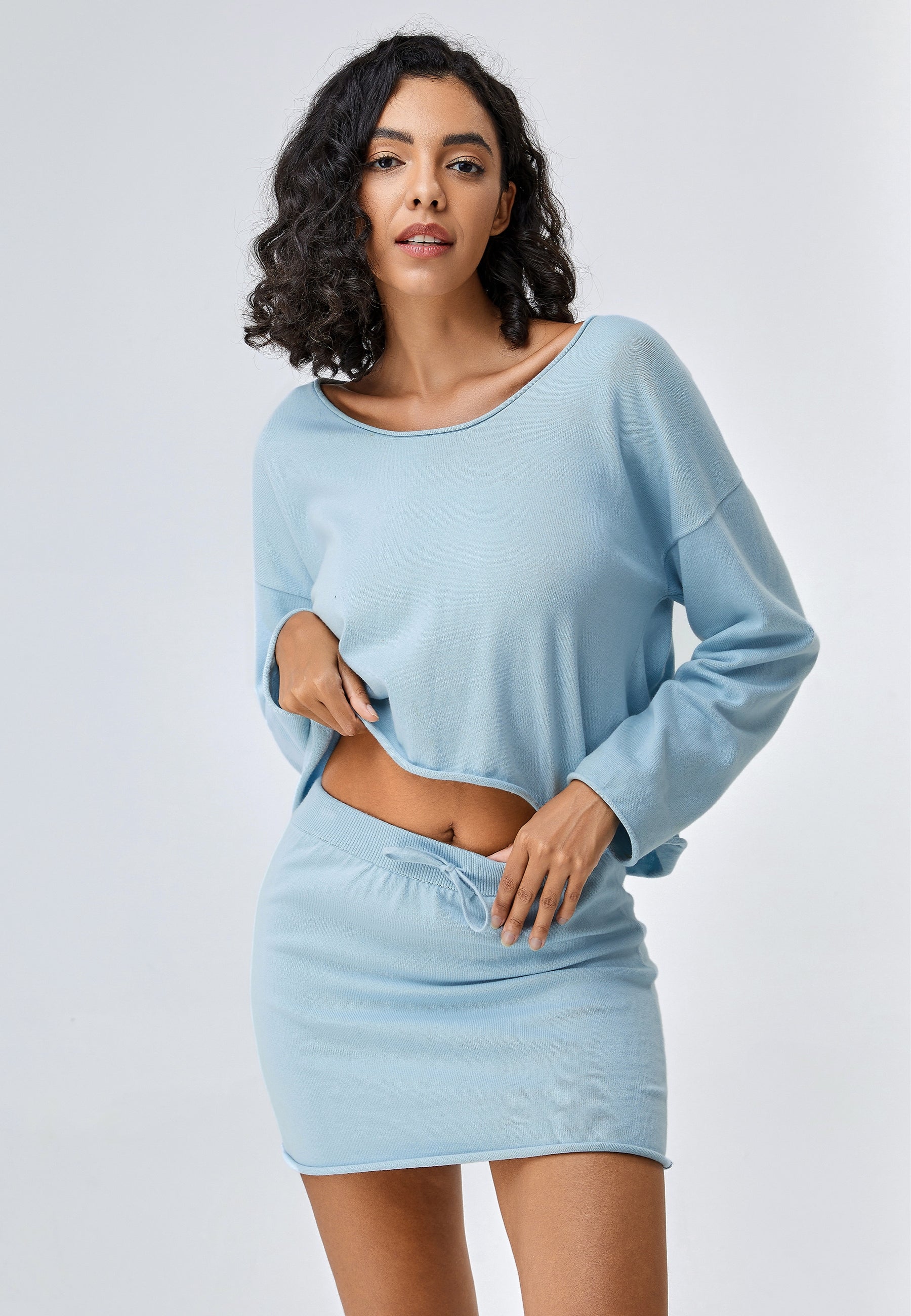 Women’s Off-The-Shoulder Top & Mini Skirt Two-Piece Leisure Set