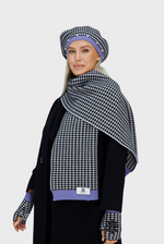 Charger l&#39;image dans la galerie, Houndstooth Scarf (Multicolor Cashmere with Rib Details)
