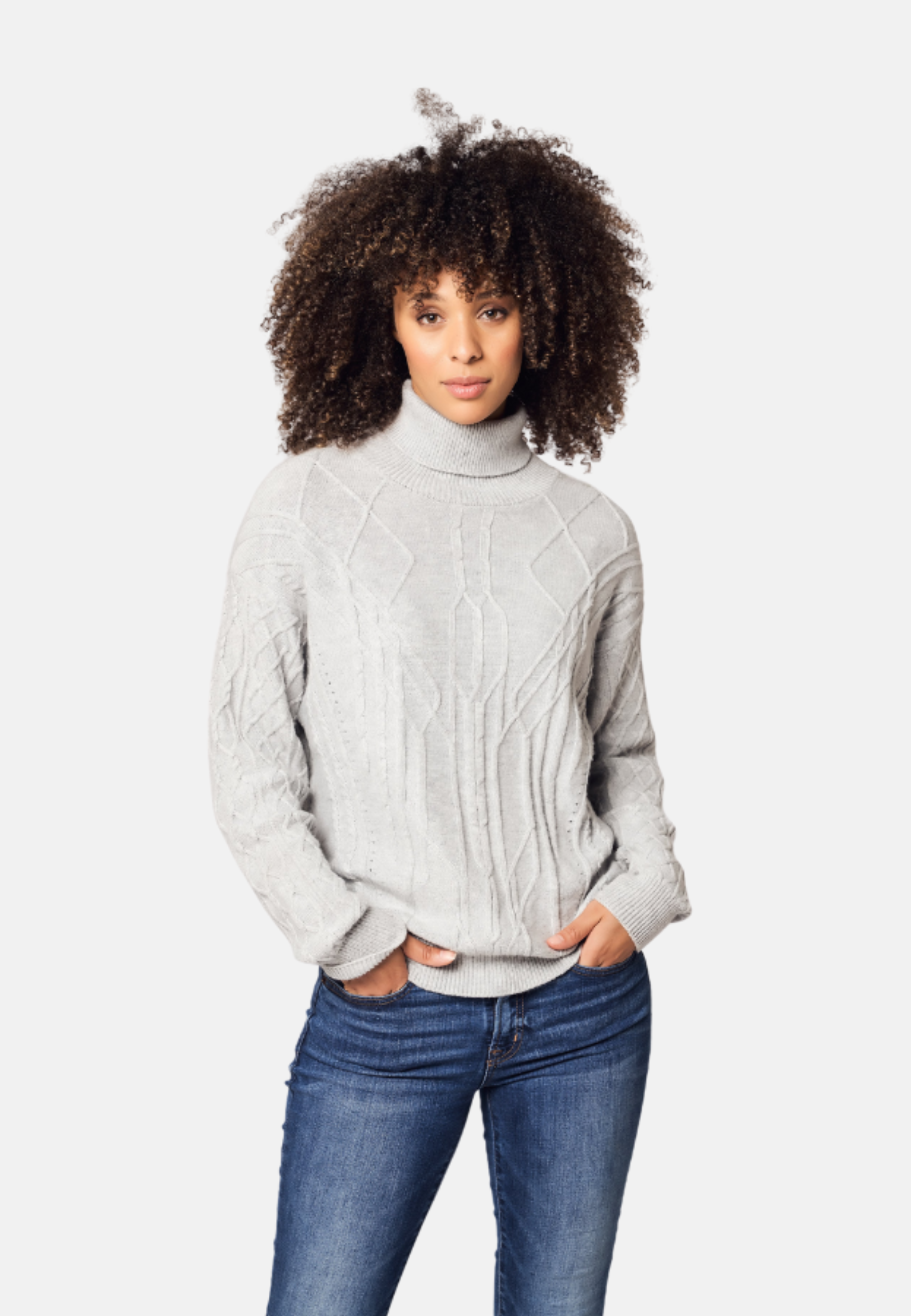 Diamond Knit Turtleneck Cashmere Sweater