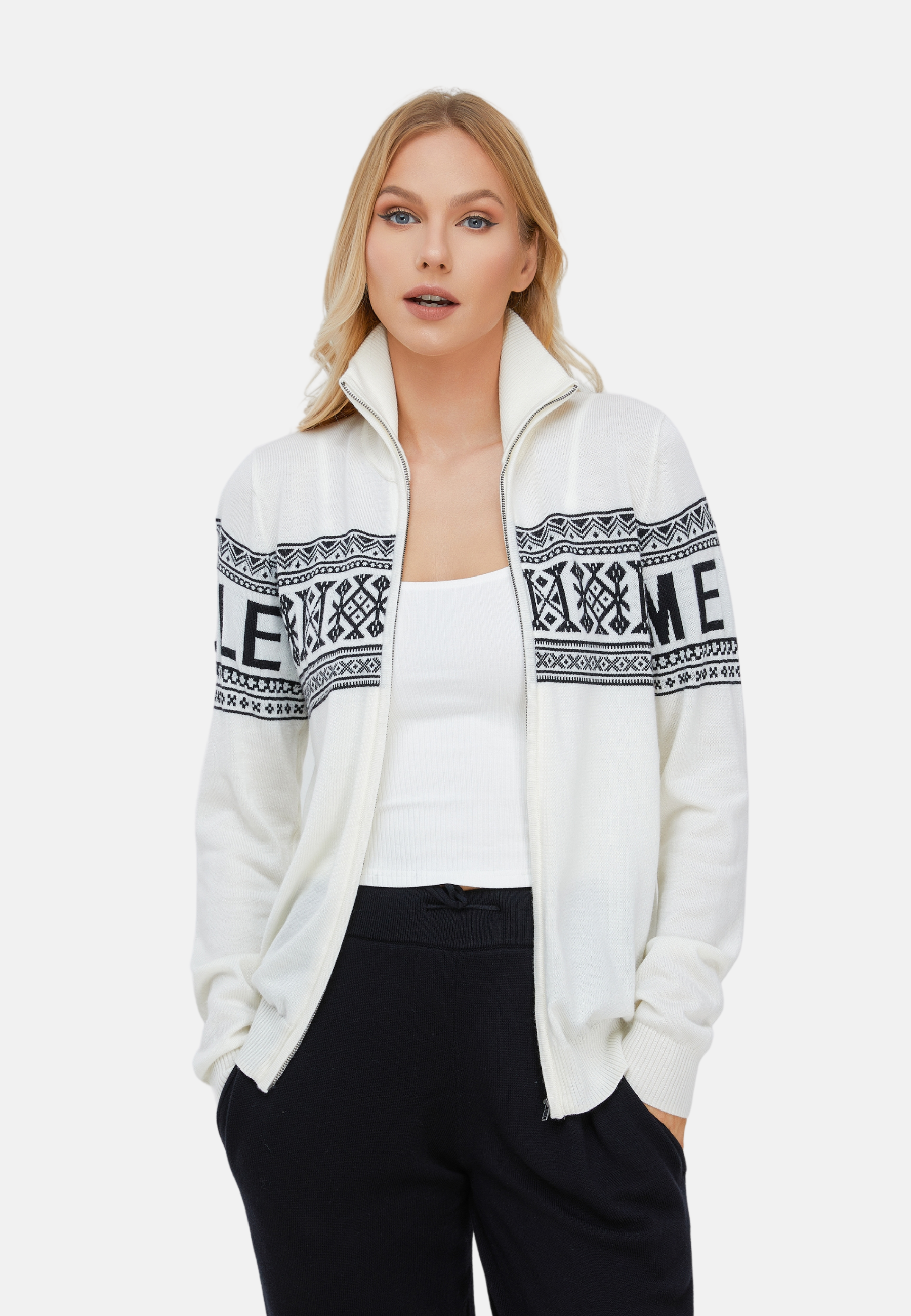 Unisex Vintage Sweden Design Full Zipped Cardigan