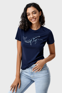 Unisex Endangered Whale Graphic Print Crew Neck T-Shirt635895850729714