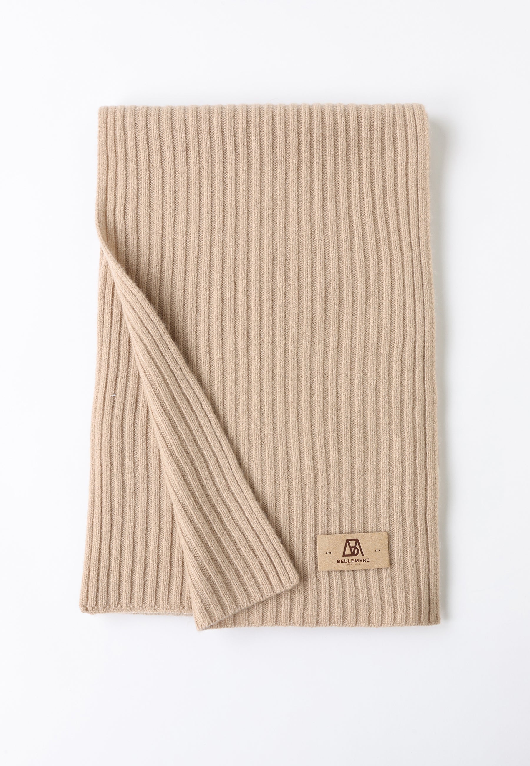 Flat-Ribbed Knit Merino Wool Scarf