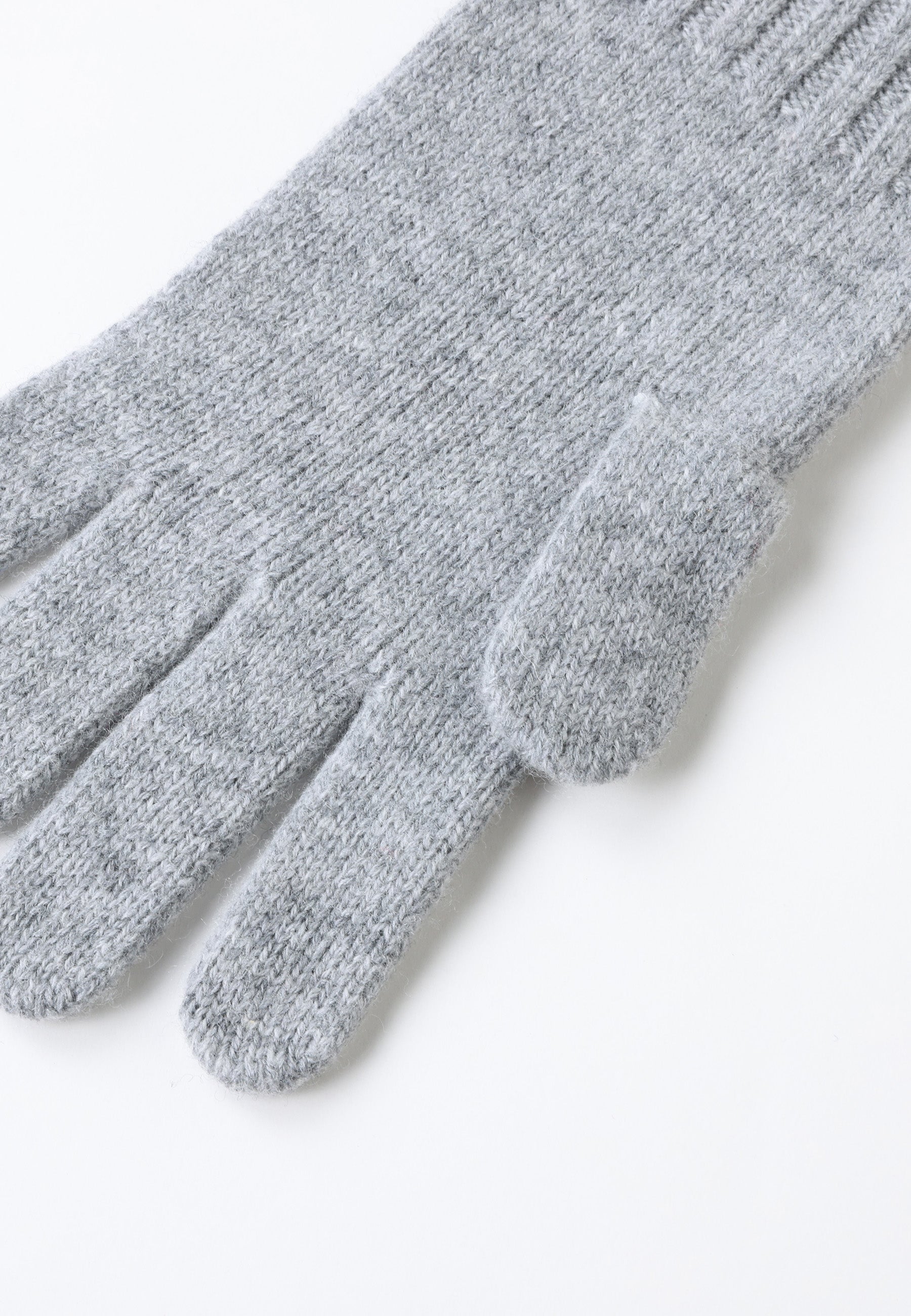 Flat-Ribbed Knit Merino Wool Gloves