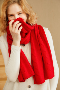 Solid Cable-Knit Cashmere Scarf2335914603495666