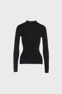 Fitted Mock-Neck Sweater (White Worsted Cashmere Staple)1636084423459058