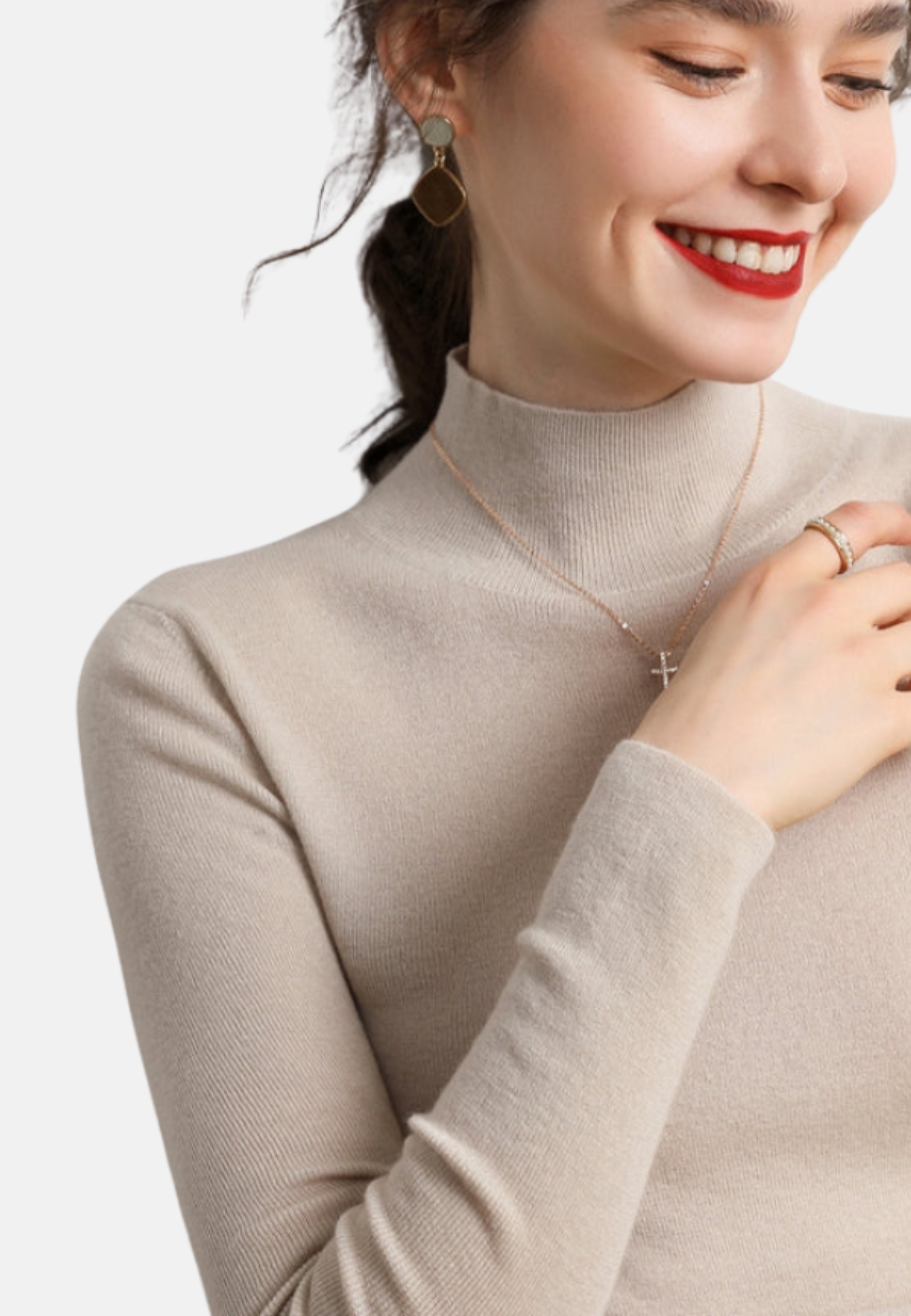 Fitted Mock-Neck Merino Sweater