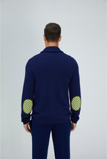 Lade das Bild in den Galerie-Viewer, Navy Blue and Green Merino Cardigan
