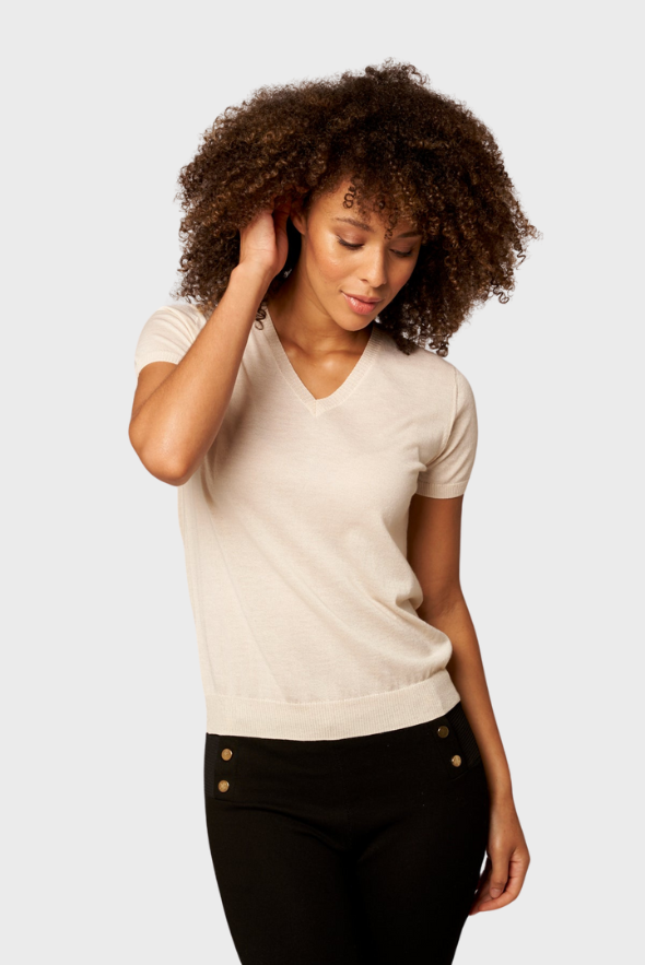 Silk Cashmere V-Neck T-Shirt