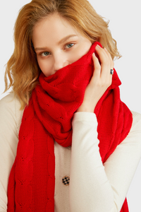 Solid Cable-Knit Cashmere Scarf2435914603397362