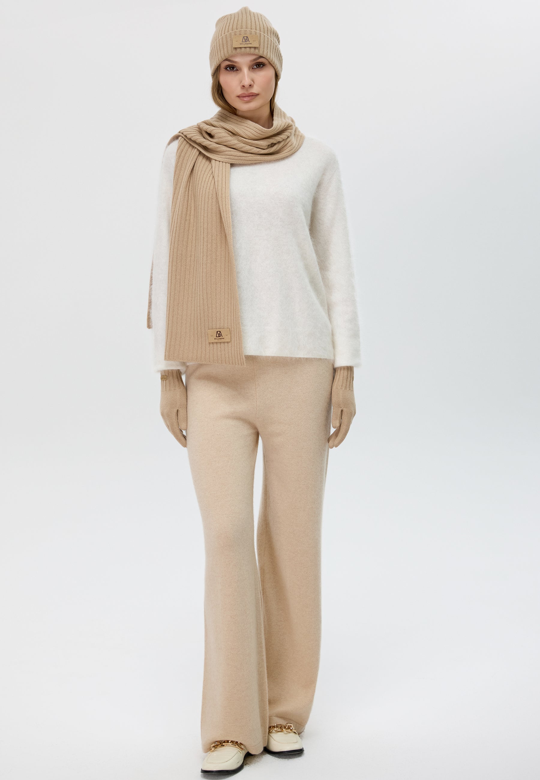 Flat-Ribbed Knit Merino Wool Gloves