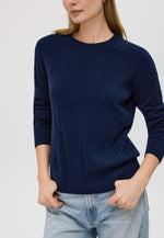 Charger l&#39;image dans la galerie, Cable-knit Crew Neck Cashmere Sweater
