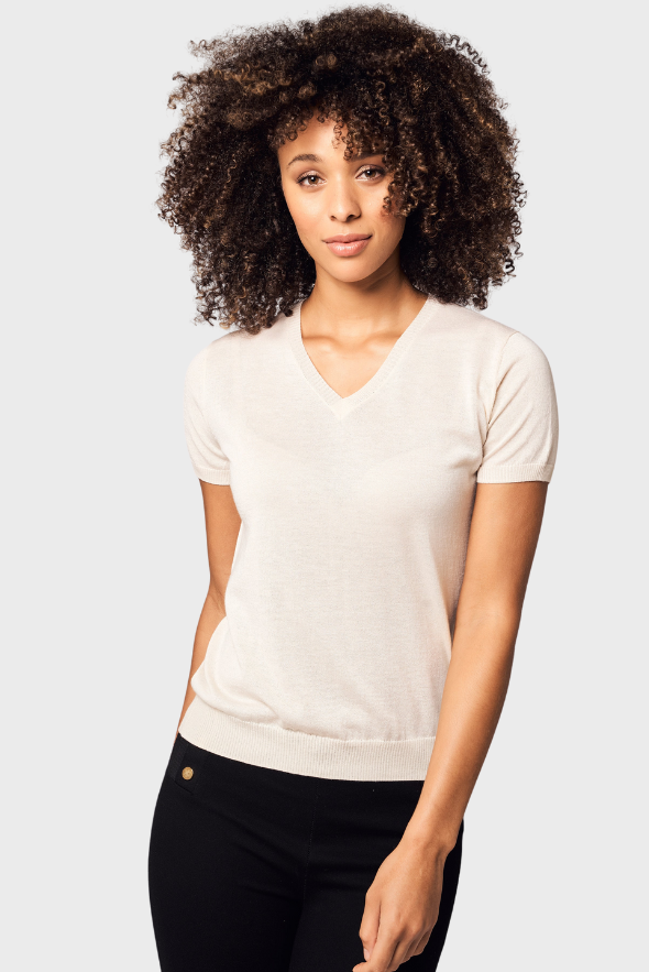 Silk Cashmere V-Neck T-Shirt