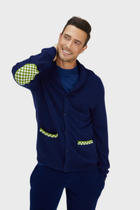 Navy Blue and Green Merino Cardigan1036084675346674