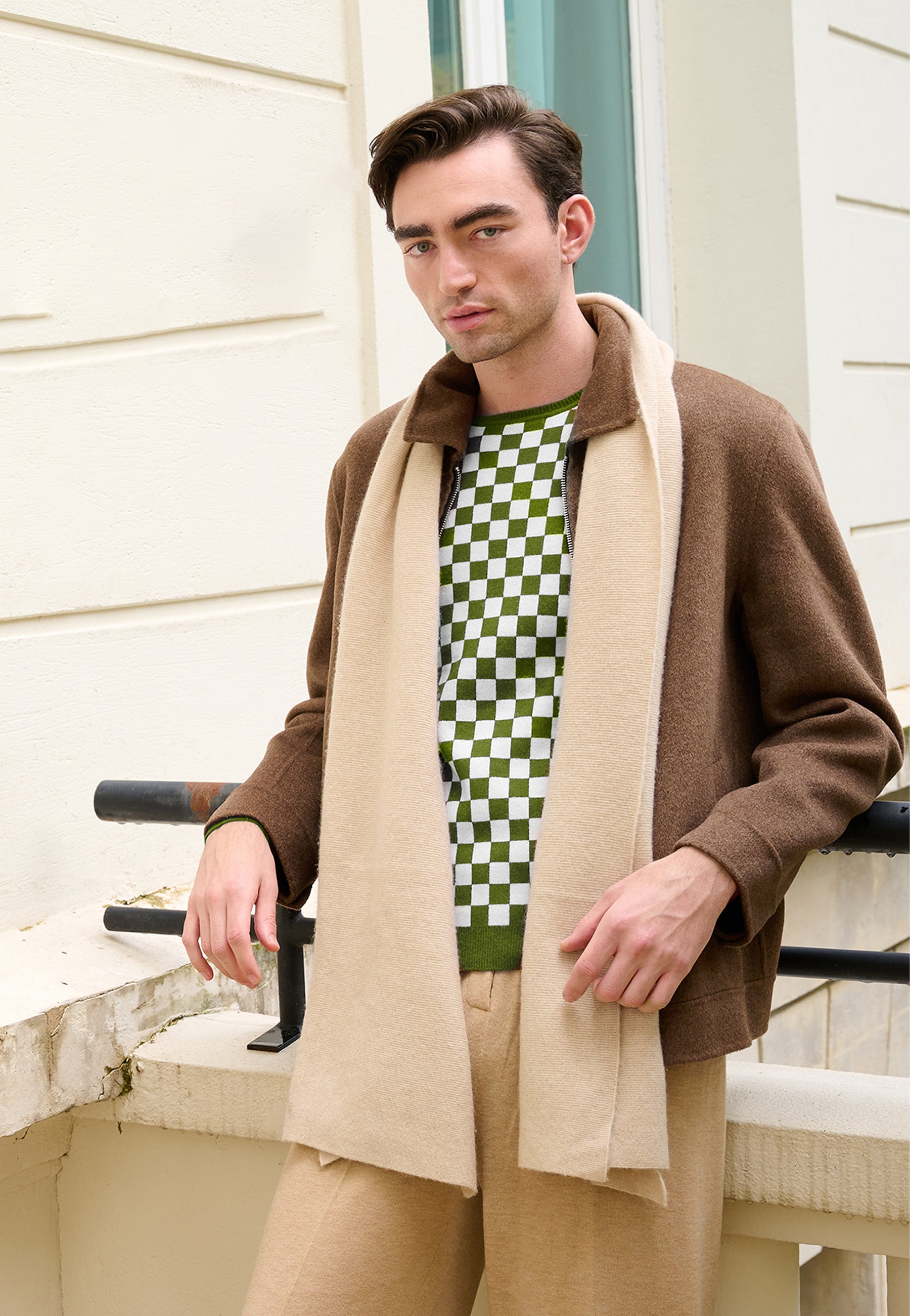 Checker Print Cashmere Merino Sweater