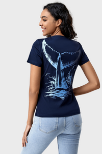 Unisex Endangered Whale Graphic Print Crew Neck T-Shirt835895850795250