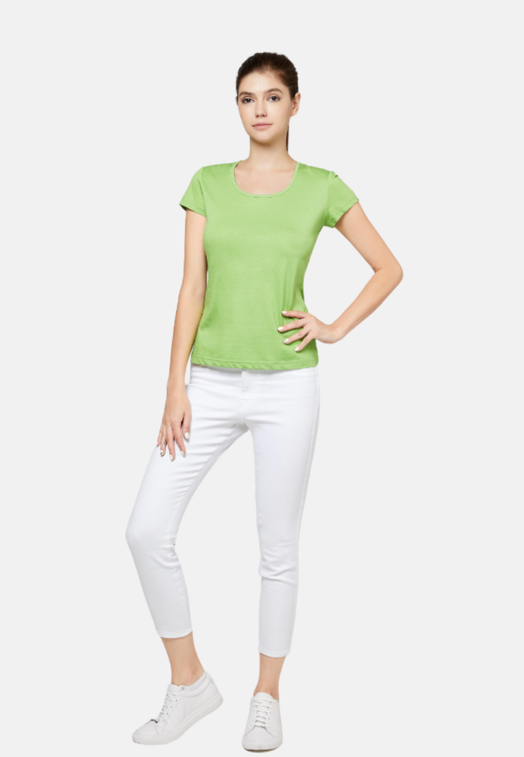 Posh Women's Cotton U Sharp Slim Fit T-Shirt (135g)
