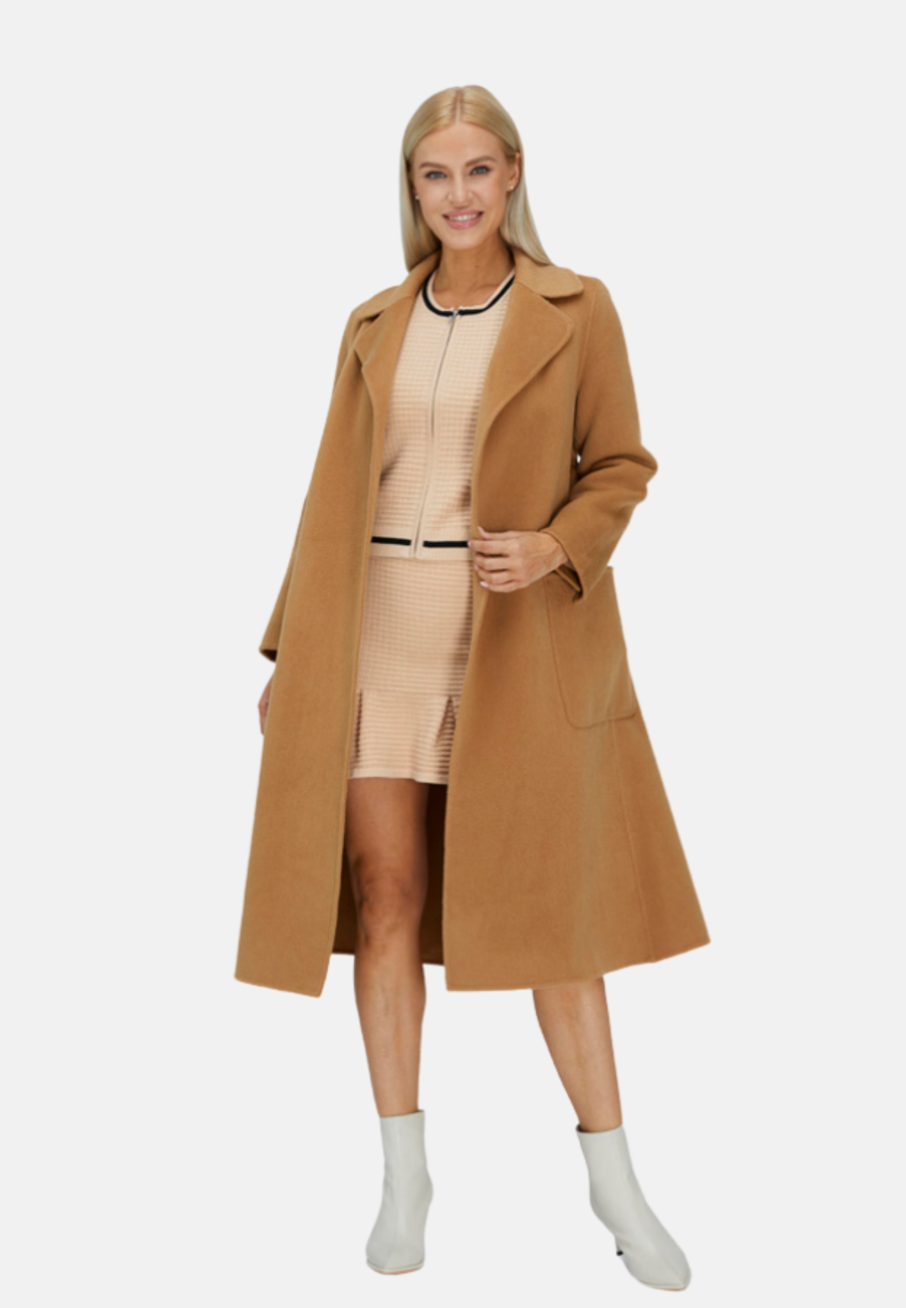 Relaxed Cashmere Blend Coat with Belt