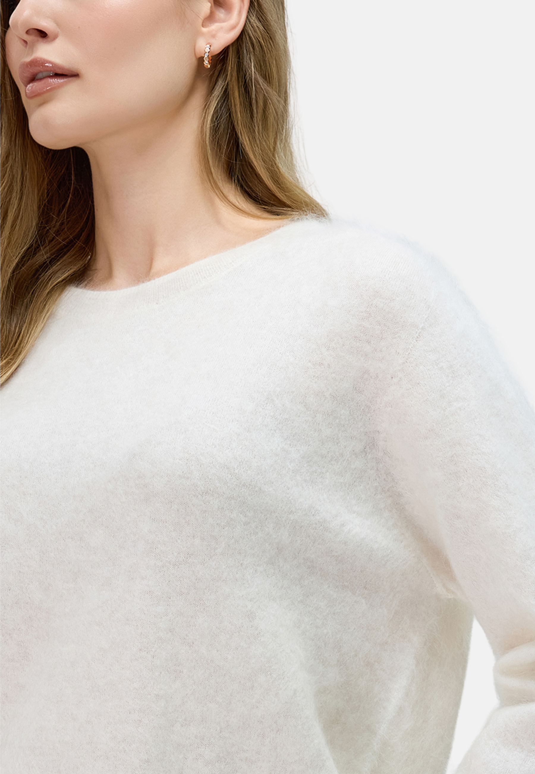Brushed Silk Cashmere Crew-Neck Sweater