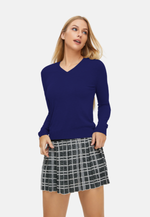 Lade das Bild in den Galerie-Viewer, Silk Cashmere V Neck Long Sleeves Slim Fit T-Shirt
