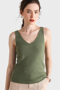 Stylish V-Neck Cashmere Vest Top1436082659721458