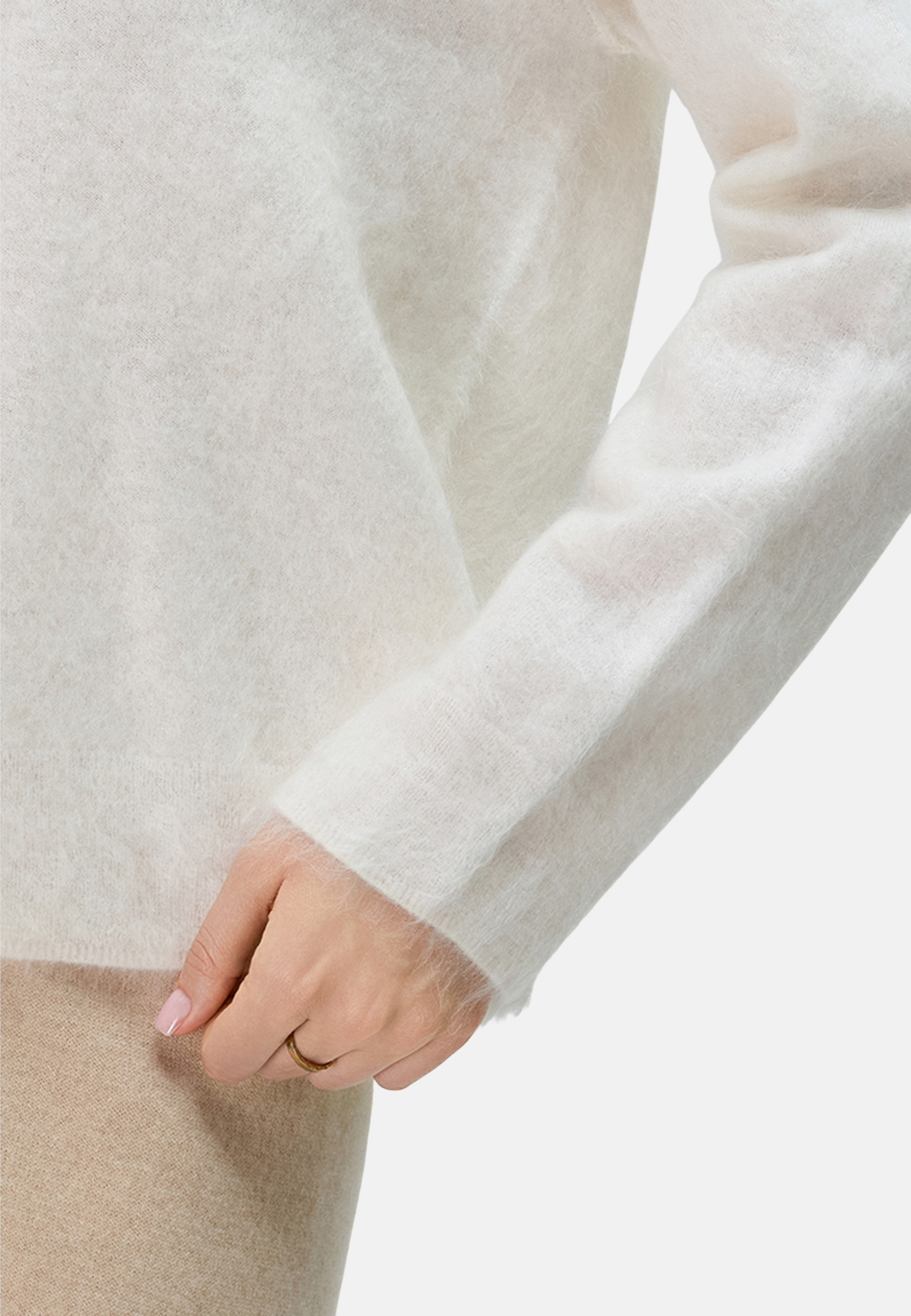 Brushed Silk Cashmere Crew-Neck Sweater