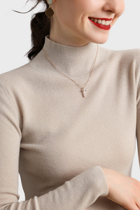 Fitted Mock-Neck Sweater (White Worsted Cashmere Staple)1236084424114418