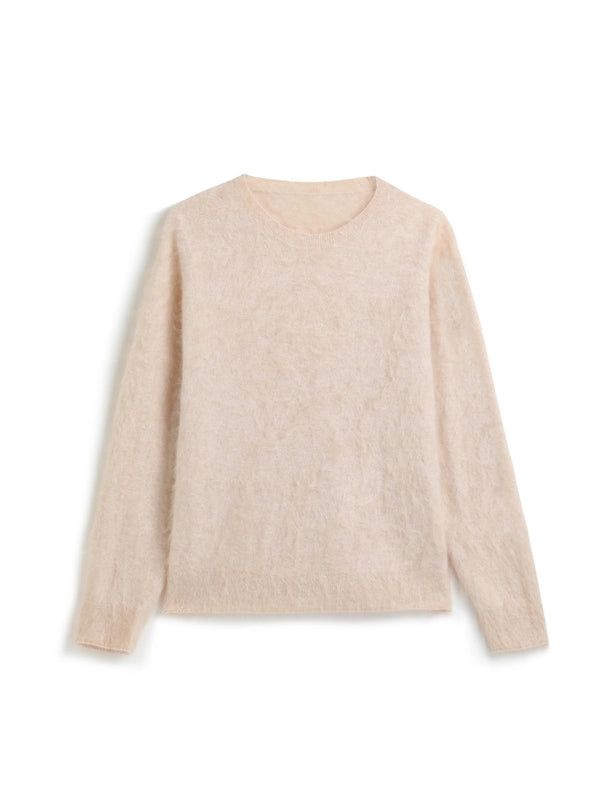 Brushed Silk Cashmere Crew-Neck Sweater