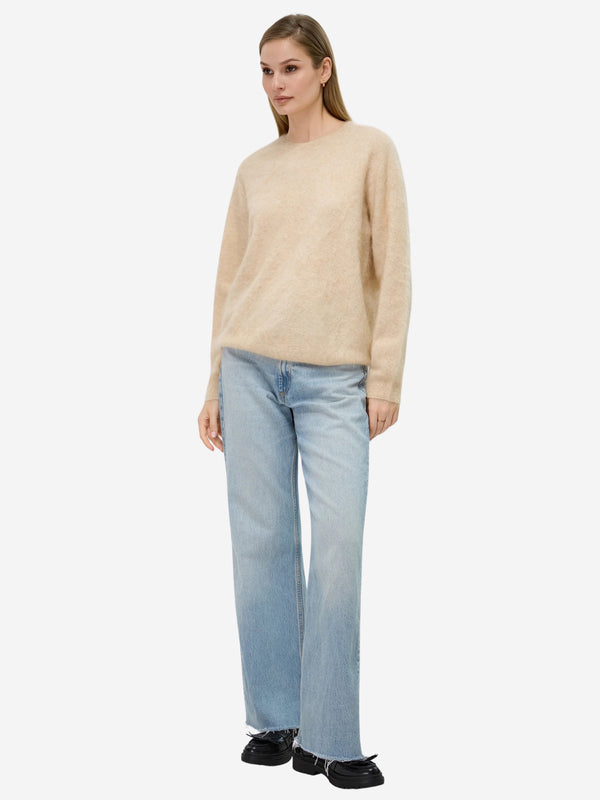 Brushed Silk Cashmere Crew-Neck Sweater