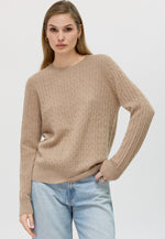Charger l&#39;image dans la galerie, Cable-knit Crew Neck Cashmere Sweater
