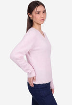 Cargar imagen en el visor de la galería, Brushed Silk Cashmere V - Neck Sweater
