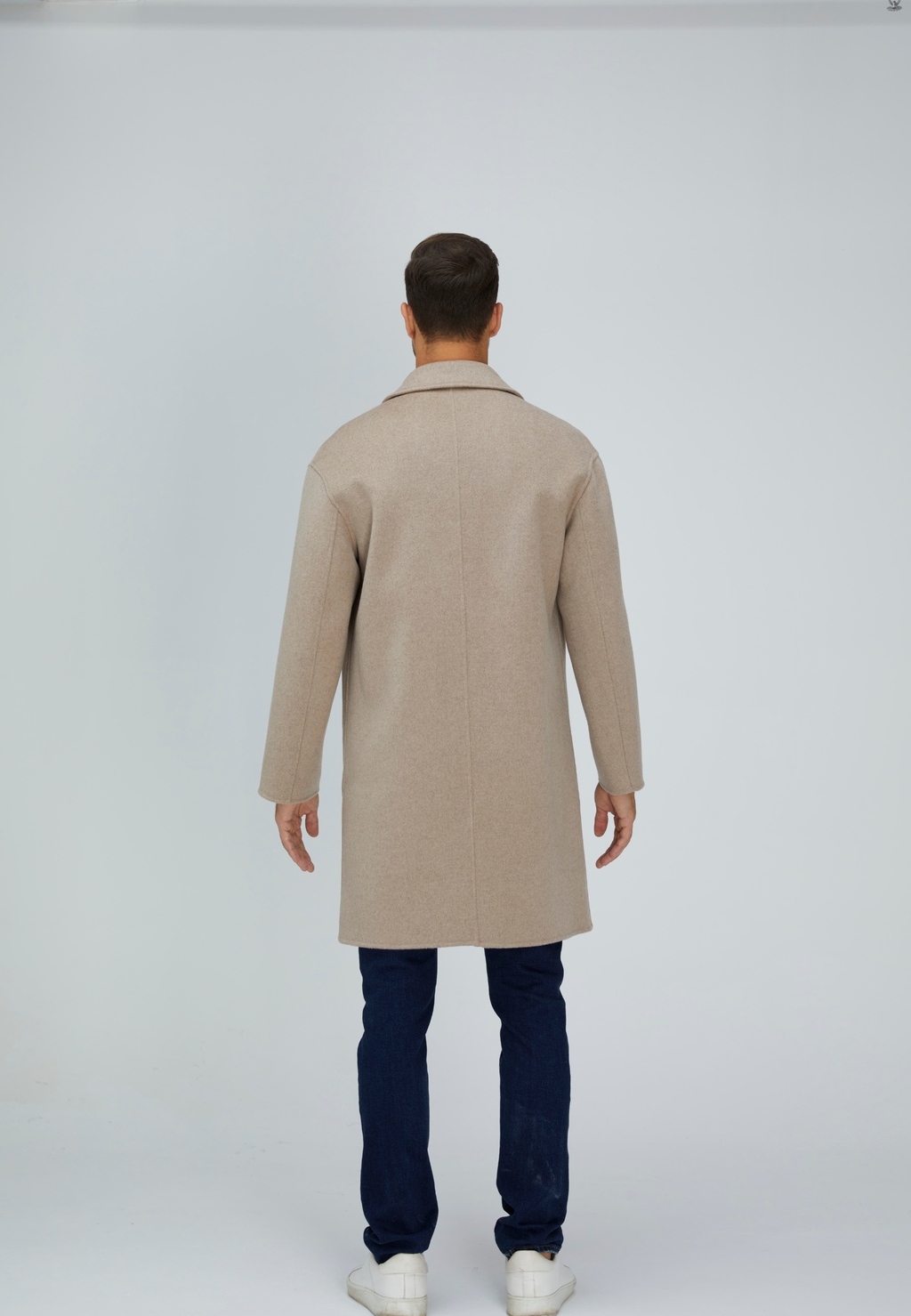 Manteau élégant simple boutonnage en mélange de laine
