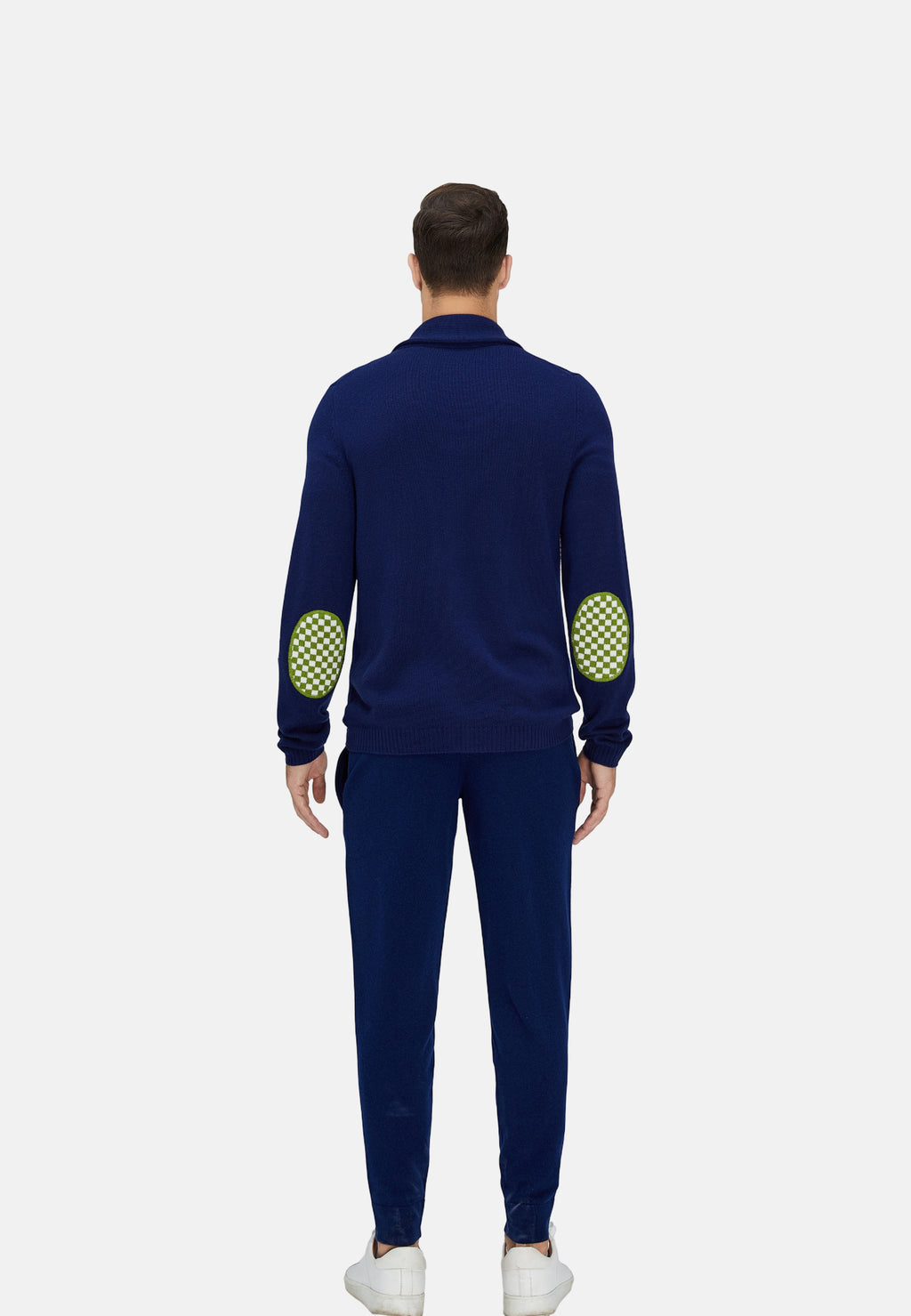 Gilet en laine mérinos bleu marine et vert