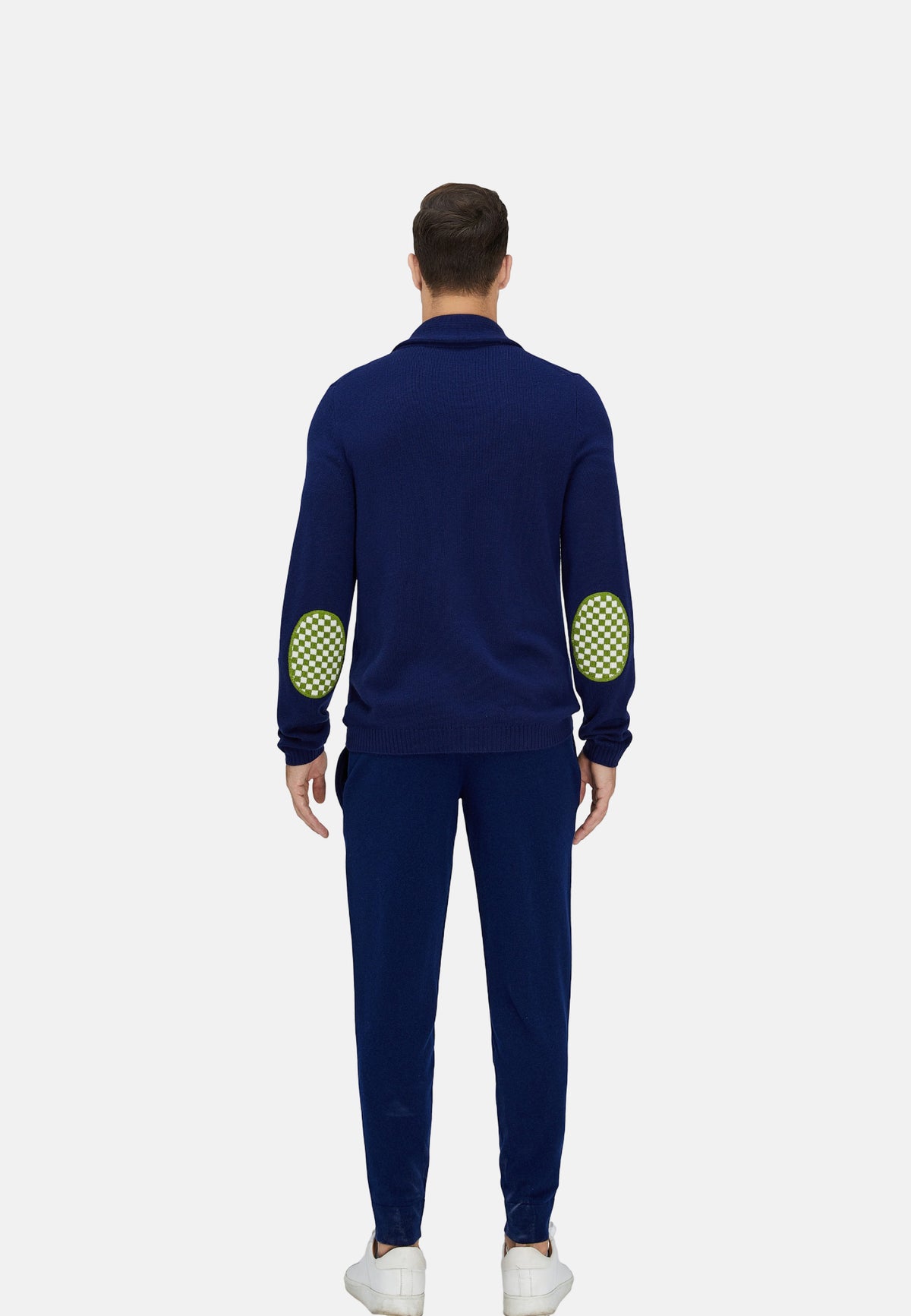 Gilet en laine mérinos bleu marine et vert