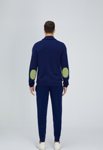 将图片加载到图库查看器，Navy Blue and Green Merino Cardigan
