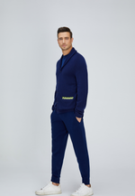 将图片加载到图库查看器，Navy Blue and Green Merino Cardigan
