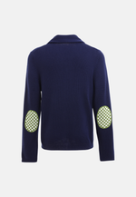将图片加载到图库查看器，Navy Blue and Green Merino Cardigan
