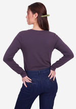 Carica l'immagine nel visualizzatore di Gallery, Long Sleeve Crew Neck Mercerized Cotton Women T-Shirt
