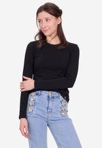 Carica l'immagine nel visualizzatore di Gallery, Long Sleeve Crew Neck Mercerized Cotton Women T-Shirt
