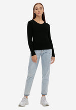 Carica l'immagine nel visualizzatore di Gallery, Long Sleeve Crew Neck Mercerized Cotton Women T-Shirt
