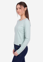 Carica l'immagine nel visualizzatore di Gallery, Long Sleeve Crew Neck Mercerized Cotton Women T-Shirt
