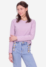 Carica l'immagine nel visualizzatore di Gallery, Long Sleeve Crew Neck Mercerized Cotton Women T-Shirt
