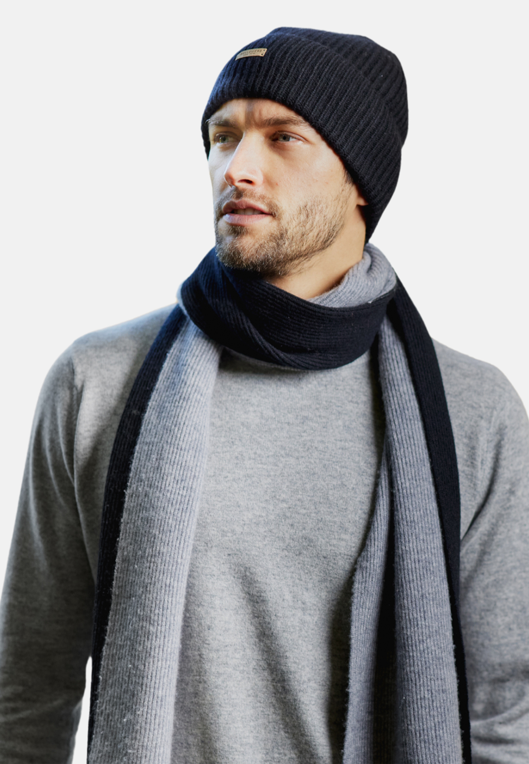 Cuffed Ribbed Cashmere Beanie display picture 3
