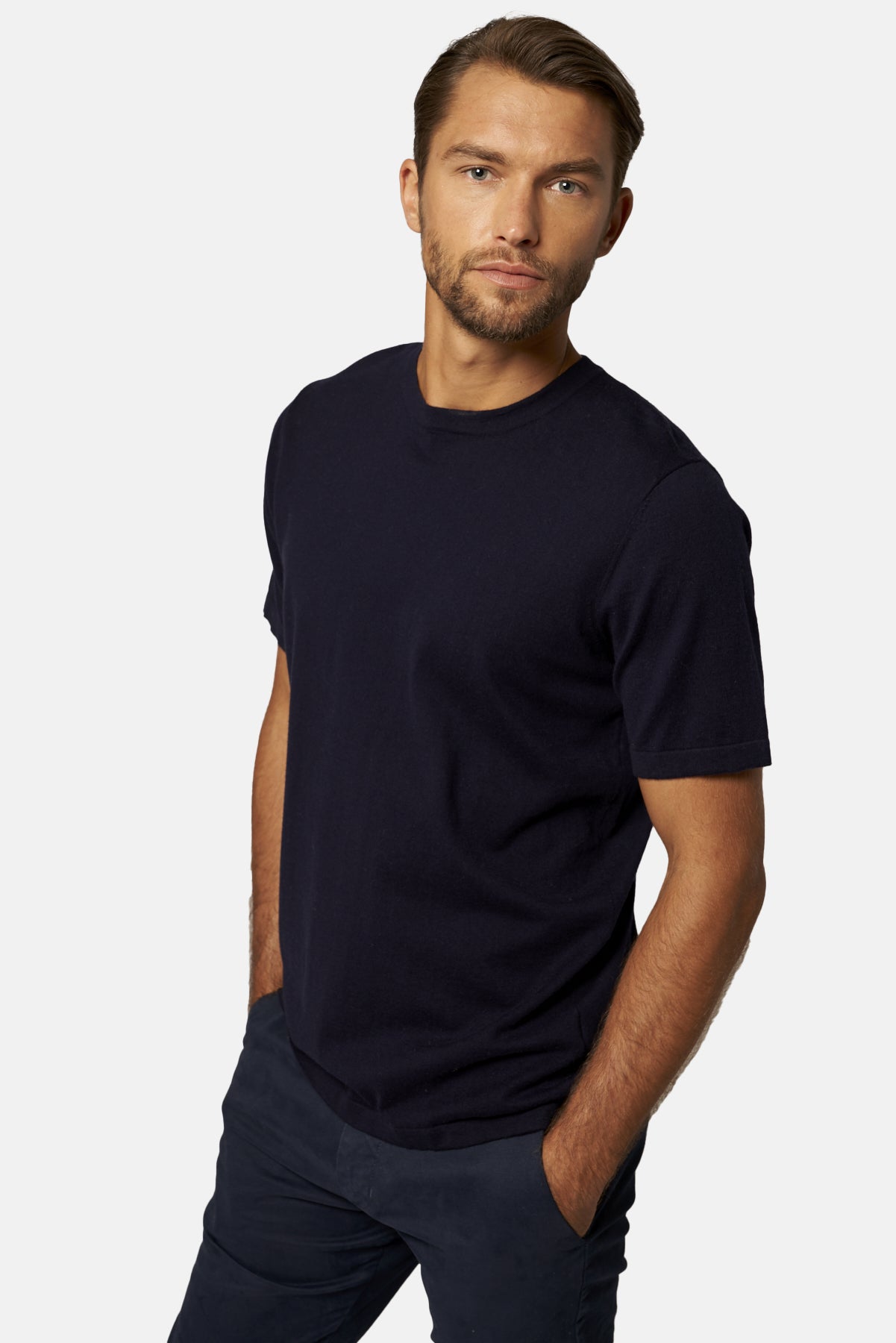 Classic Crew Neck Cotton Cashmere T-Shirt