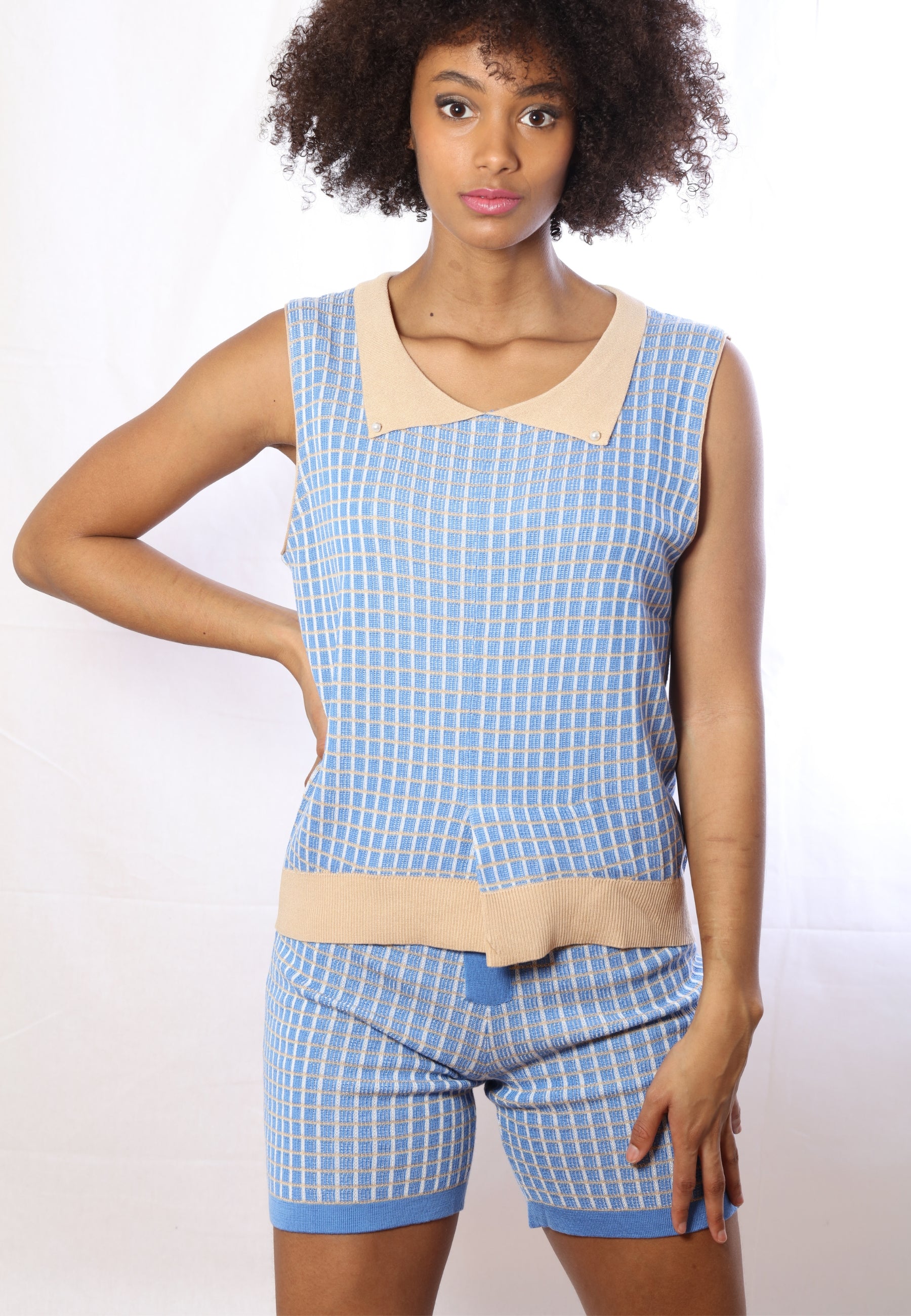 Tweed Tencel Pleated Pants