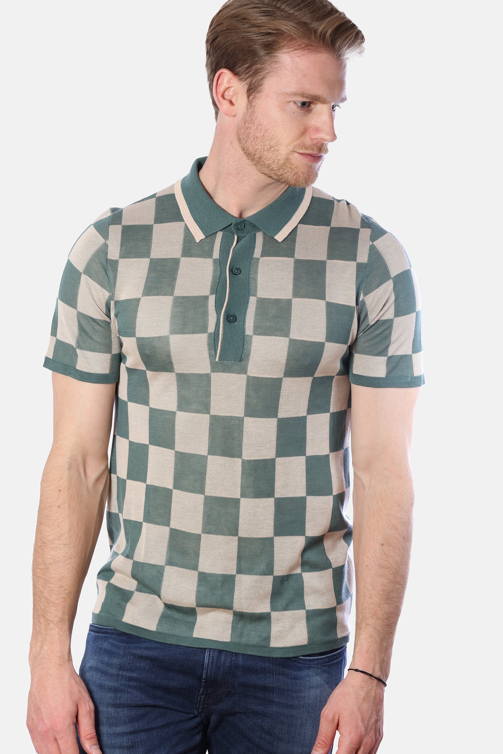 Checkered Tencel Polo