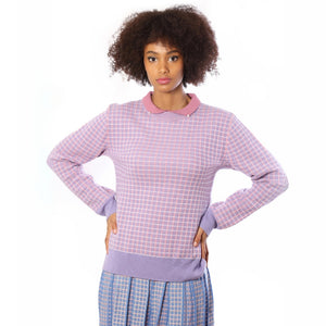 Tweed Merino Pullover With Pearl Collar1936619245453554