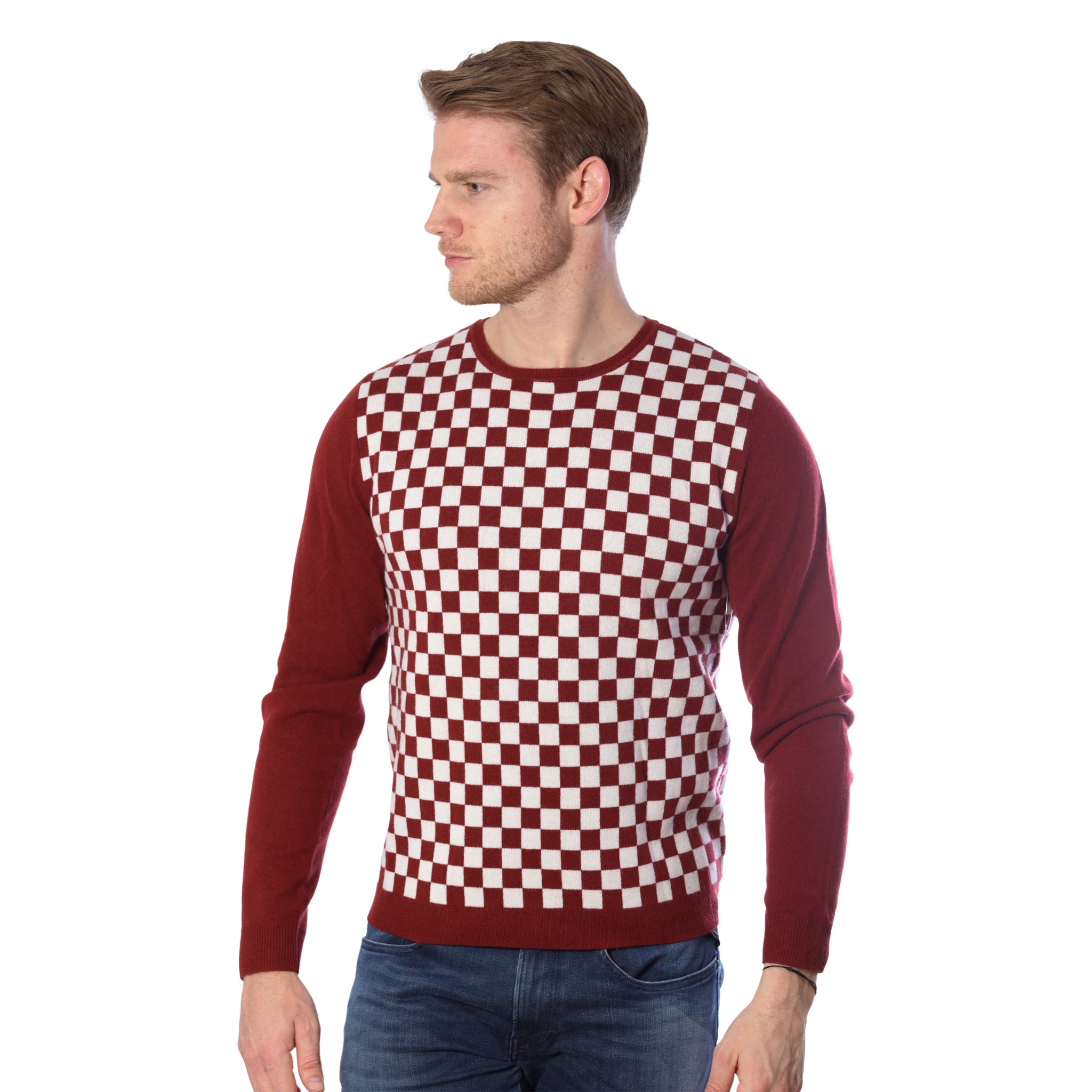 Checker Print Cashmere Merino Sweater