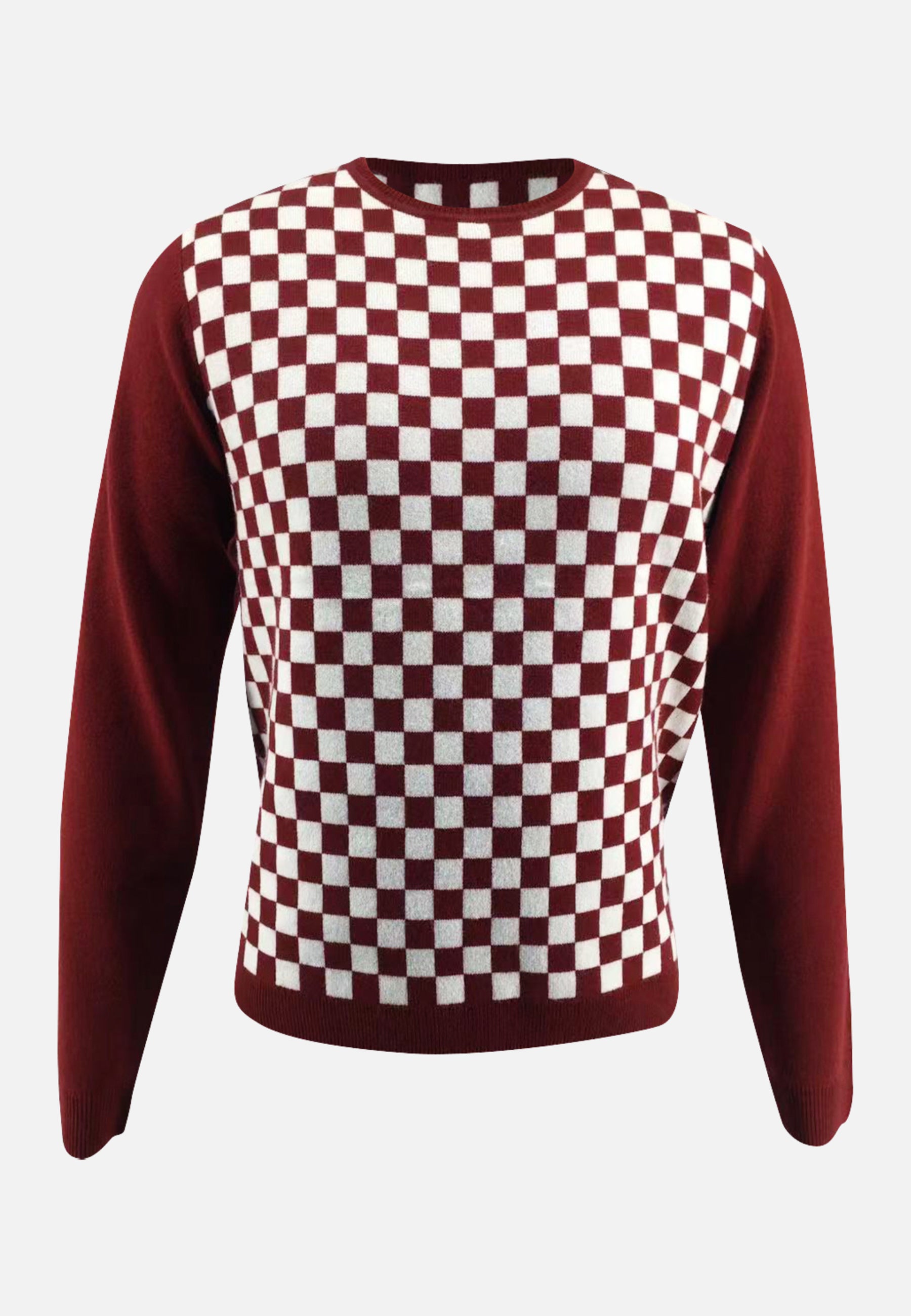 Checker Print Cashmere Merino Sweater